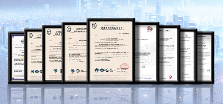 stainless steel pipe certificates
